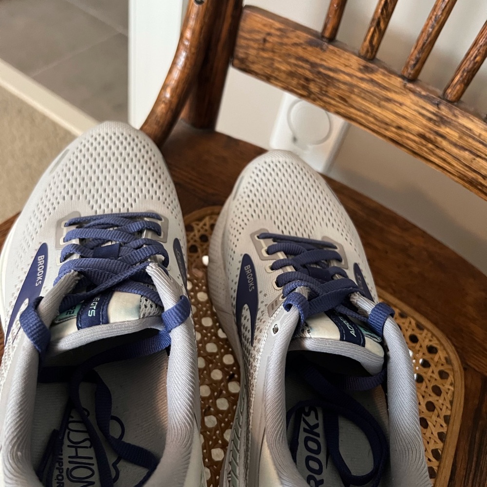 Brooks White and Navy Athletic Shoes